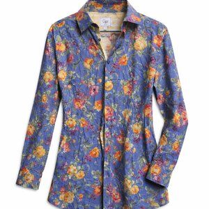 Men's Cigar Couture Long Sleeve Blue Floral Button Down Shirt Size Large